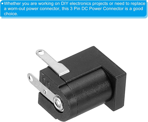 PATIKIL 5.5x2.1mm DC Power Connector, 5 Pack 3 Pin PCB Mounting Female Plug Jack...