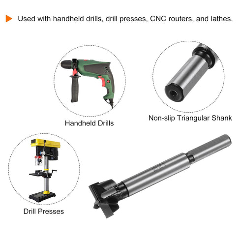 Forstner Drill Bit 21mm (13/16") K30/C1 Tungsten Carbide Tip Triangle Shank Wood Forstner Bit Opener Cutter for Hinge Hole Drilling Woodworking...