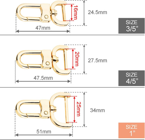 6 Pack 1 Inch Detachable Snap Hook Swivel Clasp, Metal Lobster Claw Clips Clasp with Screwdriver for Replacement Purse Keychain Hardware, Keyring ...