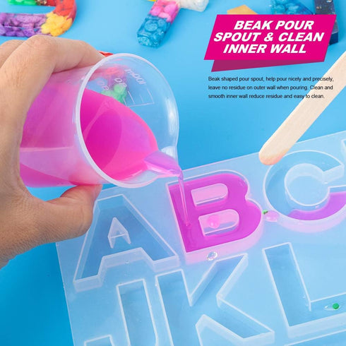 LEOBRO 36 PCS Resin Mixing Cups, 12PCS 100ML Plastic Measuring Cups for Resin, 24PCS 50ML Paint Mixing Cups, with Craft Sticks, Plastic Beakers, L...