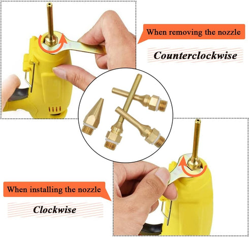 Mesee 4pcs Hot Melt Glue Gun Nozzle Set for 11mm Thread Power Tools, Long Short Small-bore Large Diameter Pure Copper Nozzle Tips 2.0x70mm 2.0x50m...