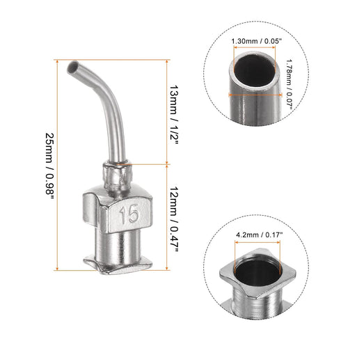 12pcs Dispensing Needles, 15 Gauge 1/2" Stainless Steel Blunt Tip 45 Degrees Bent Dispensing Needles with Luer Lock Connector for Ink Cartridges,G...