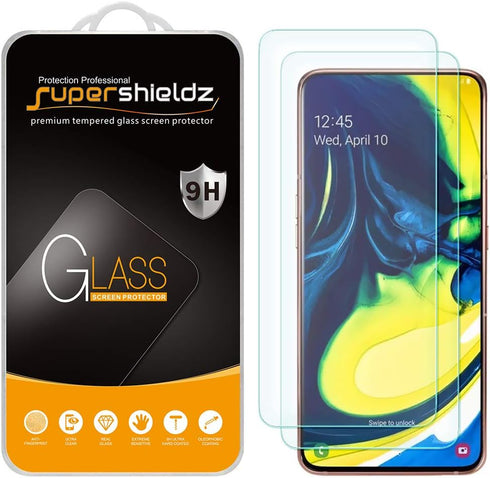 Supershieldz (2 Pack) Designed for Samsung Galaxy A80 Tempered Glass Screen Protector, Anti Scratch, Bubble Free...