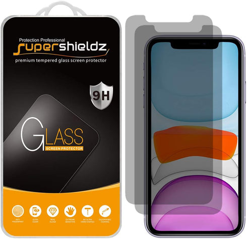 Supershieldz (2 Pack) (Privacy) Anti Spy Screen Protector Designed for iPhone 11 and iPhone XR (6.1 inch) Tempered Glass, Anti Scratch, Bubble Fre...