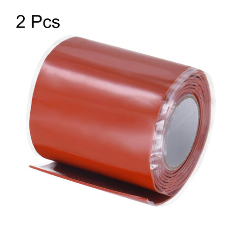 2 Rolls Self Fusing Silicone Tape 2" x 3ft x 0.04" Waterproof Sealing Plumbing Rubber Tape for Water Pipe Hose Leak Silicone Grip Repair Seal, Red...