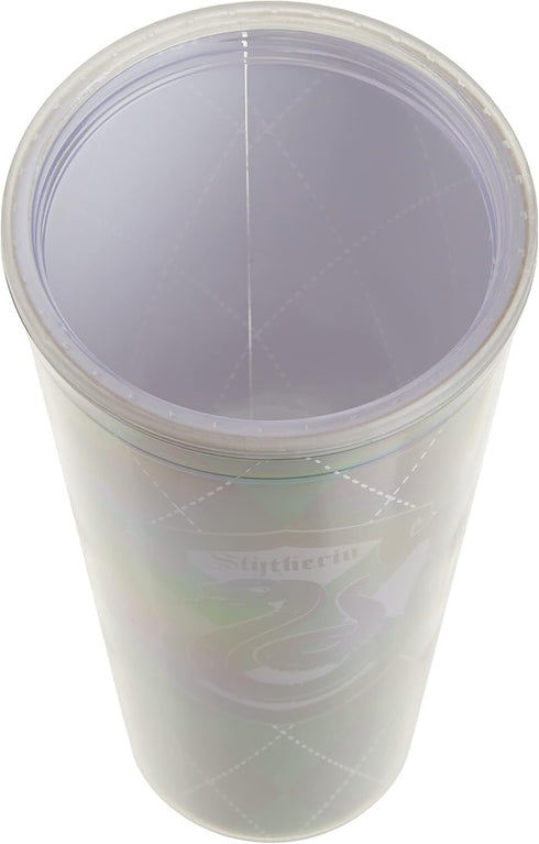 Spoontiques Harry Potter Acrylic Foil Cup with Straw, 20oz - Metallic Locking, Double Wall Insulated, BPA Free - Slytherin...