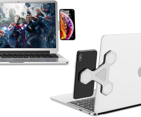 xcivi Monitor Side Mount Magnetic Bracket - Laptop Duo Screen Mount & Smartphone Holder (Silver)...