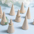 AUEAR, 10 Pack Wood Cone Ring Holder Finger Jewelry Display Stand DIY Craft Wooden (Natural, Vertical Shaped)...