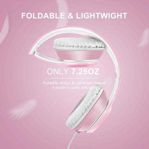 LORELEI X8 Over-Ear Wired Headphones with Microphone with 1.45m-Tangle-Free Nylon Line&3.5mm Plug,Lightweight Foldable & Portable Headphones for S...