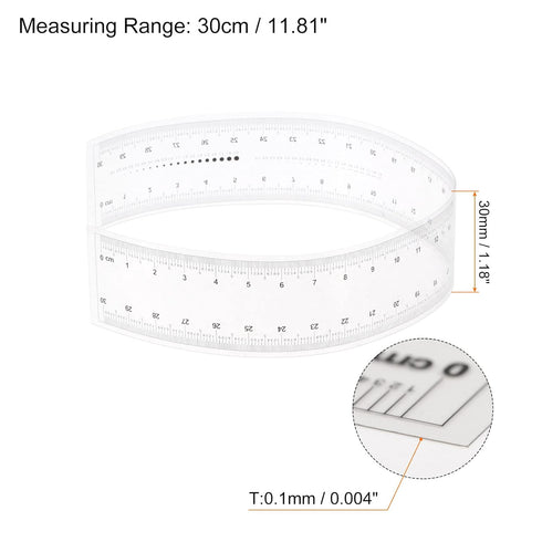 2pcs Film Flexible Ruler 30cm 0.5mm Scale PET Plastic Folding Straight Ruler Calibration Soft Ruler Measuring Tool for Factory, Transparent...