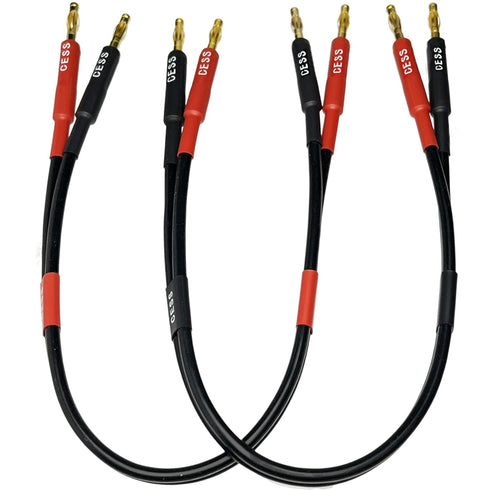 CESS-037-2f Banana Plug Male to Male Speaker Cable 12 Gauge 680 Strand Count Silicone Soft Wire, 2 Cables (2 FEET)...