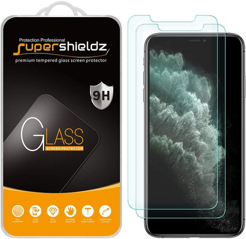 Supershieldz (2 Pack) Designed for Apple iPhone 11 Pro Max and iPhone XS Max (6.5 inch) Tempered Glass Screen Protector, Anti Scratch, Bubble Free...