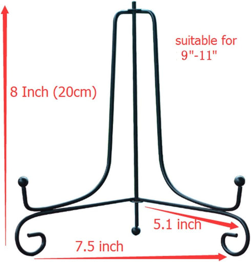 (4 pack)8"Iron Display Stand, Black Iron Easel Plate Display Photo Holder Stand, Displays Picture Frames, Cookbooks, Decorative Plates, Tablets an...