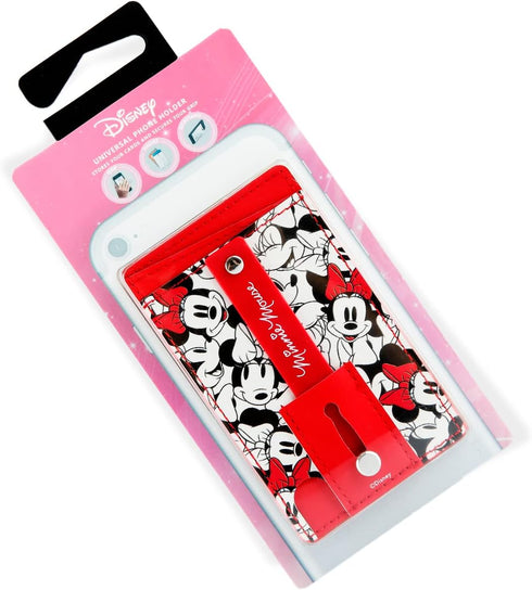 iJoy Disney Minnie Faces Red Phone Wallet - Adhesive Card Holder with Finger Strap and Kickstand for iPhone (4x3x0.3 inches)...