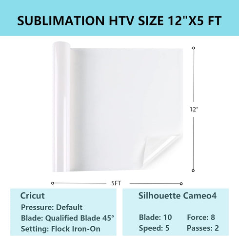 HTVRONT Sublimation HTV for Dark Fabric/Light Fabric - Matte Sublimation Vinyl 12" X 5FT - Sublimation Blanks for Sublimation Shirts/Bag/Hat/Pillo...