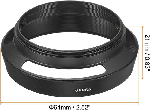 PATIKIL 49mm Lens Hood, Standard Vented Matte Surface Anti-reflective Inside Hood with Cleaning Cloth for Camera Lens, Black for Nikon, for Fujifi...