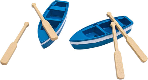 AUEAR, Set of 2 Lovely Rowboat Mini Blue Wood Boat Little Resin Boat for Fairy Garden Home Decoration...
