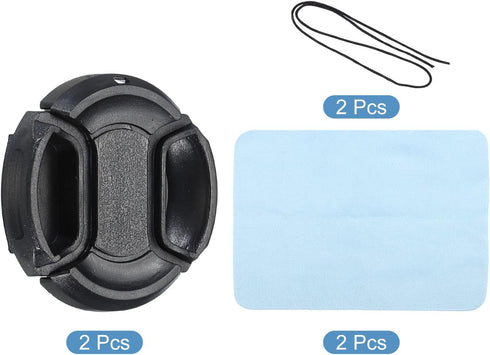 PATIKIL Camera Lens Cap, 2 Pack Center Pinch Front Lens Cover with Cap String/Microfiber Cloth for 40.5mm Thread Universal DSLR Lenses for Nikon, ...