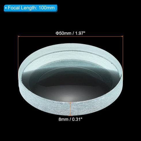 PATIKIL 4" (100mm) Focal Length Double Concave Lens, 3 Pack 50mm Diameter 8mm Height Glass Optically Polished Round Edges Lens for Physics Experim...