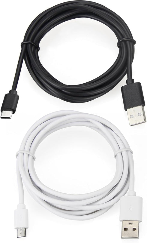 Smays Alexa Cable Replacement for Dot 1st Gen, Dot 2nd Gen, Alexa Car Auto - Includes 6 ft USB-C & Micro-USB Charger Cord, 2-Pack...