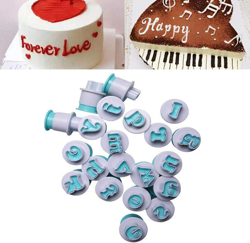 26PCS/Set Cookie Stamp Impress Cookie Cutters Alphabet Letter and Number Fondant Cake Biscuit Mold Letter Shape DIY Cookie Biscuit Alphabet Cake T...