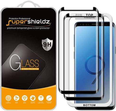 Supershieldz (2 Pack) Designed for Samsung (Galaxy S9 Plus) Tempered Glass Screen Protector with (Easy Installation Tray) Anti Scratch, Bubble Fre...