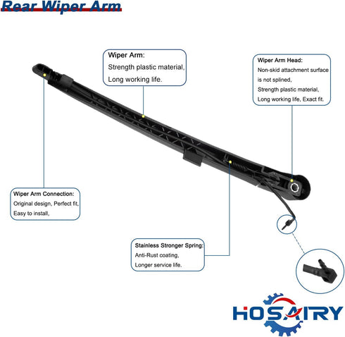 Rear Wiper Arm Blade Set for Chevy Tahoe Suburban, for Cadillac Escalade, for GMC Yukon 2007-2013 Rear Windshield Wiper Arm Blade Assembly 1527775...