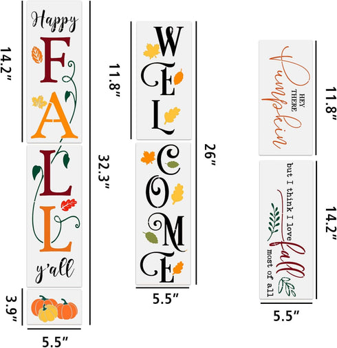 Fall Stencils for Painting on Wood Reusable Pumpkin Stencil Thanksgiving Drawing Templates Large Welcome/Happy Fall Y’All Porch Sign...