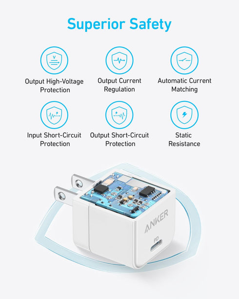 Anker Charger, 2-Pack 20W Fast Charger with Foldable Plug and USB-C to C Cables, for iPhone 15/15 Plus / 15 Pro / 15 Pro Max / 14/13 Series, Samsu...