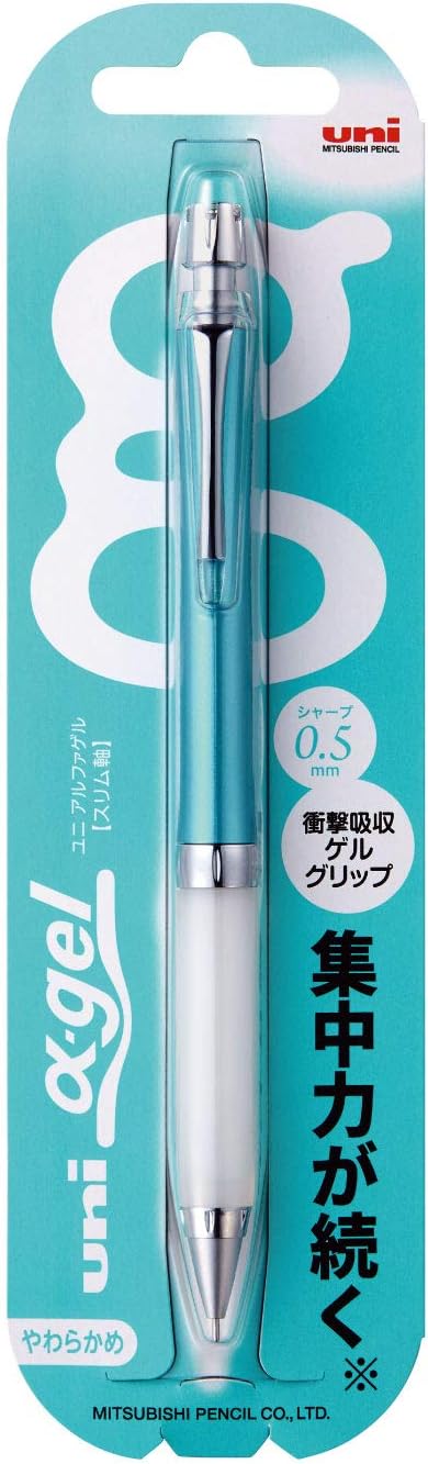 Uni Mechanical Pencil, Slim Model with White Alpha Gel Grip, 0.5mm, Turquoise (M5807GG1P.71)...