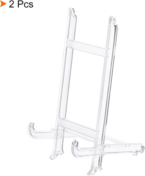 PATIKIL 9" Acrylic Decorative Plate Stand Holder, 2 Pack Table Use Picture Easel Frame Holder for Displaying Photos, Card, Canvases, Clear...