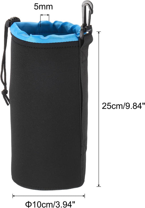 PATIKIL Camera Lens Bag, 3.9" IDx9.8 H Drawstring Lens Pouch with Thick Protective Neoprene, Lens Case for DSLR Camera Lens, Water Coffee Cups, Bl...