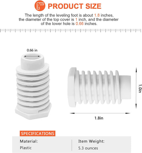 49621 AP4295805 Dryer Leveling Leg Foot Feet by Beaquicy - Replacement For Whirlpool Ken-more Dryer - Pack of 4