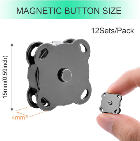 12 Sets Magnetic Snaps Buttons Sew in Magnetic Plum Bag Clasps Button Snaps for Purses Handbag Clothes Scrapbooking Closure Fastener Sewing Craft ...