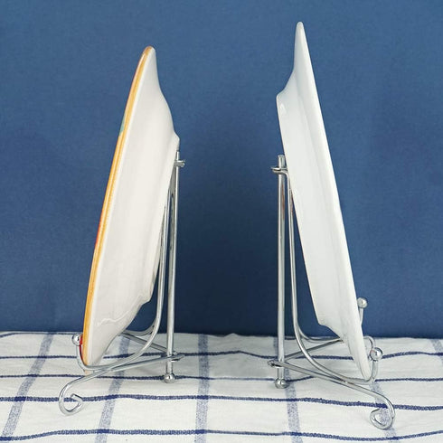 Artliving (2 pack 5 inch Iron Plate Stand, Silver Iron Easel Plate Display Photo Holder Stand, Displays Picture Frames,Decorative Plates, Tablets ...