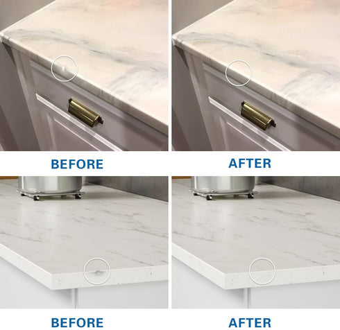 Quartz Countertop Repair Kit(White), Marble and Granite Repair to Fix Nicks, Chips, or Scratches on Granite, Marble Porcelain, Corian, Travertine,...