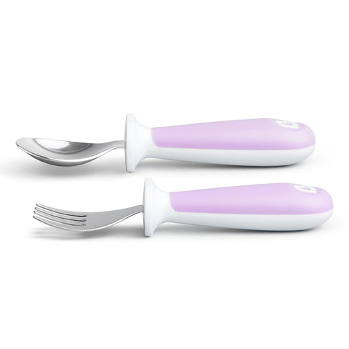 Munchkin® Raise™ Toddler Fork and Spoon Utensil Set, Rest Keeps Tip Off Table, BPA Free, 6 Pack, Purple...