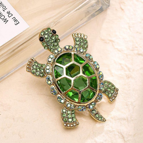 2Pcs Sparkly Rhinestone Turtle Brooch Charming Pink Green Accessory for Everyday Elegance Brooch Pin Accessories...