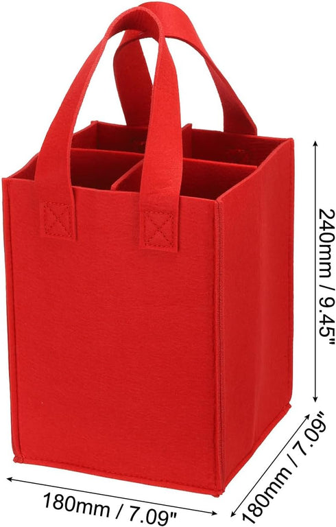 PATIKIL 4 Bottle Wine Carrier Tote Bag, Wine Bottle Carrying Bag with Divider Reusable Wine Storage Bag Felt Grocery Bags Portable Gift Bag, Red...