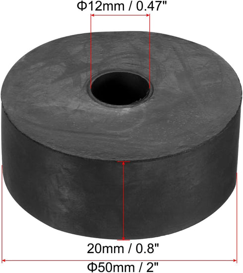PATIKIL Multi Purpose Rubber Spacer, 6 Pcs 2"OD 0.47"ID 0.8"Thickness Neoprene Round Anti-Vibration Isolation Pads Isolator Rubber Bushings Spacer...