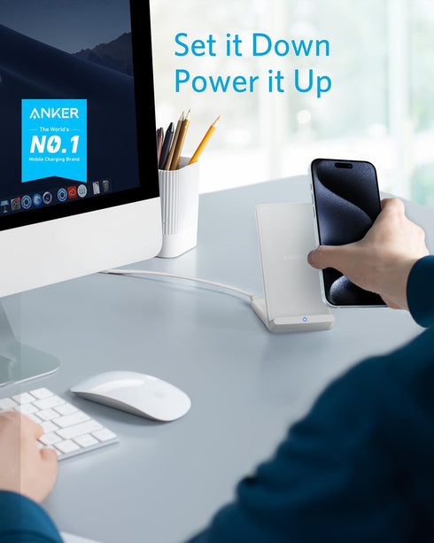 Anker 2 Pack 313 Wireless Charger (Stand), Qi-Certified for iPhone 15/15 Pro/15 Pro Max/14/14 Pro Max, 10W Fast-Charging for Galaxy S20, S10 - Sta...