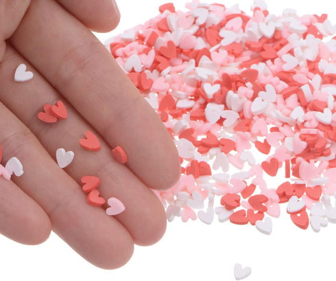 Heart Slices Polymer Slices, 5mm Soft Clay Slices 100g Resin Slices Supplies for Art DIY Crafts Phone Case Projects Decoration, Light Red, Pink, W...