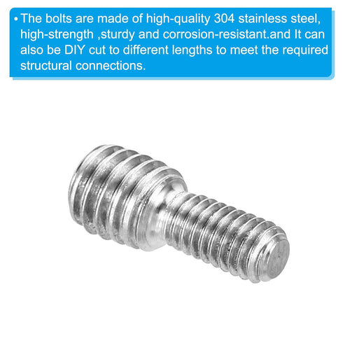 PATIKIL M4x8mm to M6x6mm Double End Threaded Stud Screw Bolt, 10 Pack 304 Stainless Steel Rod Bolts Thread Reducer Adapter for Furniture Fastener,...
