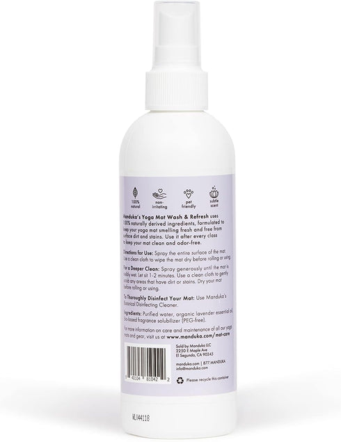 Manduka Yoga Mat Wash and Refresh – 100% Natural Essential Oil Yoga Mat Cleaning Spray, Fitness Equipment and Gym Accessories Cleaner, Non-irritat...