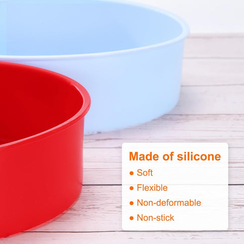 6 Pcs Round Cake Pans 4" Nonstick Quick Release Silicone Cake Mould Bakeware Tools for Baking Cupcakes Bread Pizza, Red...