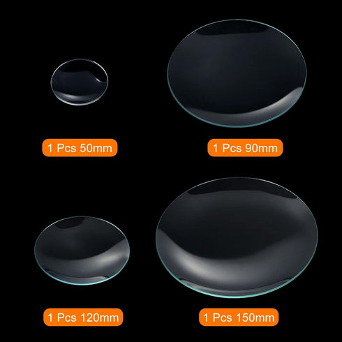 PATIKIL 50mm 90mm 120mm and 150mm Diameter Watch Glass, 1 Pack Beaker Cover Smooth Edges Chamfered Arc for Laboratory, Transparent...
