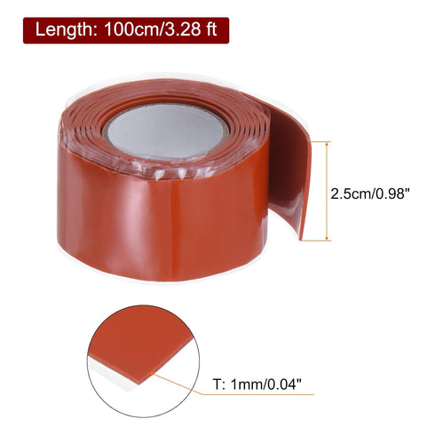 Self Fusing Silicone Tape 1" x 3ft x 0.04" Waterproof Sealing Plumbing Rubber Tape for Water Pipe Hose Leak Silicone Grip Repair Seal, Red...