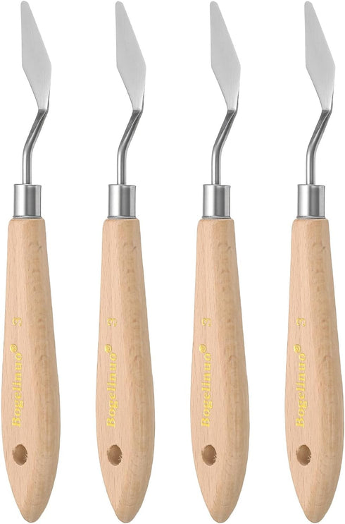 4pcs 3# Painting Palette Knife Pointy Stainless Steel Art Spatula Painting Pallet Knives Scrapers Tools with Plastic Handle for Acrylic Oil Canvas...