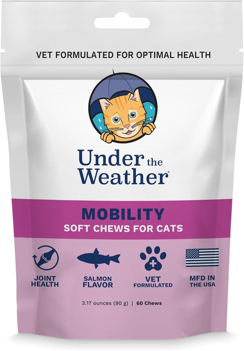 Under The Weather Pet Mobility Chews for Cats | Helps in Preventing Joint Issues | for Aging Cats Becoming Less Active | 60 Star Shaped Soft Chews...