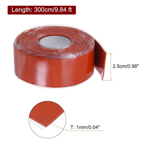 Self Fusing Silicone Tape 1" x 10ft x 0.04" Waterproof Sealing Plumbing Rubber Tape for Water Pipe Hose Leak Silicone Grip Repair Seal, Red...